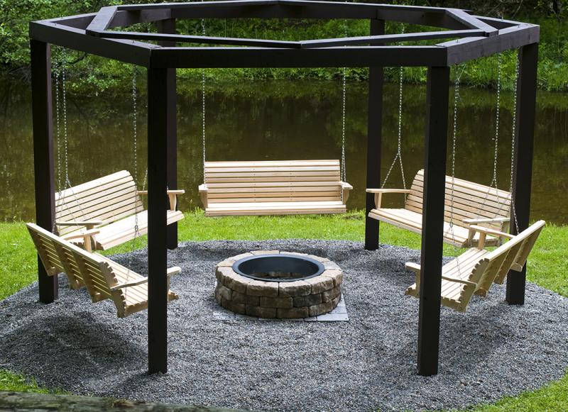 firepit with swings