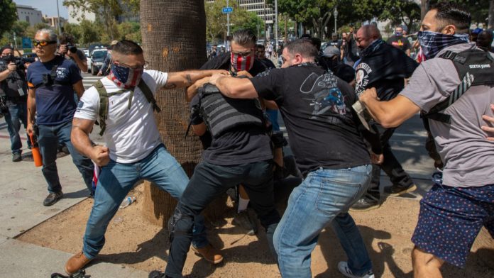 la city hall antifa protest fight