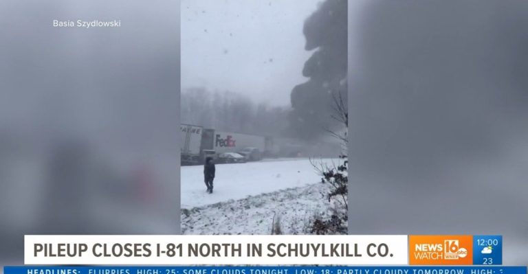 DEVELOPING: 20-Vehicle Crash Closes Interstate in Schuylkill, Pennsylvania – Multiple Vehicles on Fire, People Trapped (VIDEO)