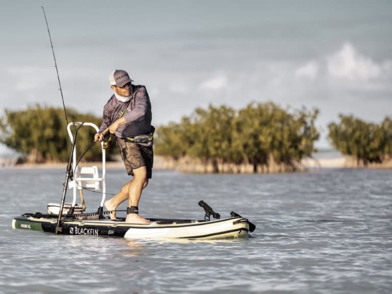 Go Fish: Paddleboard While You Cast on the iROCKER BLACKFIN Model XL SUP