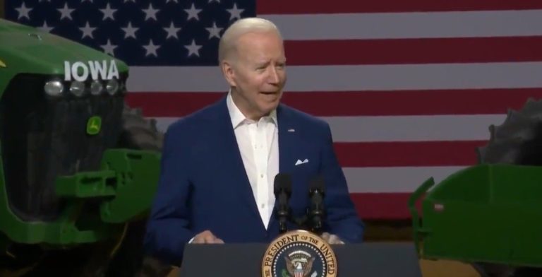 Joe Biden Incoherently Mumbles in Iowa, Blames Putin for High Inflation Rate (VIDEO)