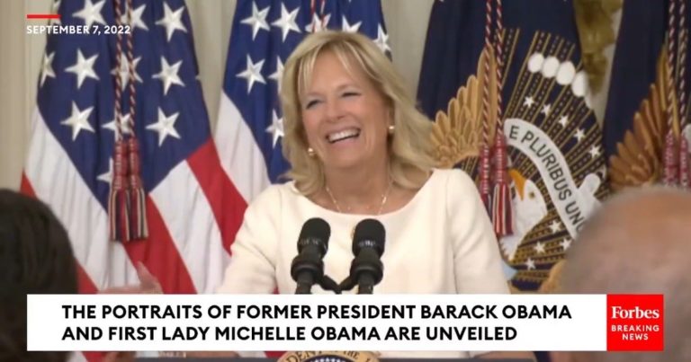 Dr. Jill Humiliates Joe Biden For Sitting During Standing Ovation at Portrait Unveiling for Obamas: “Honestly, Everybody Stood But Joe” (VIDEO)