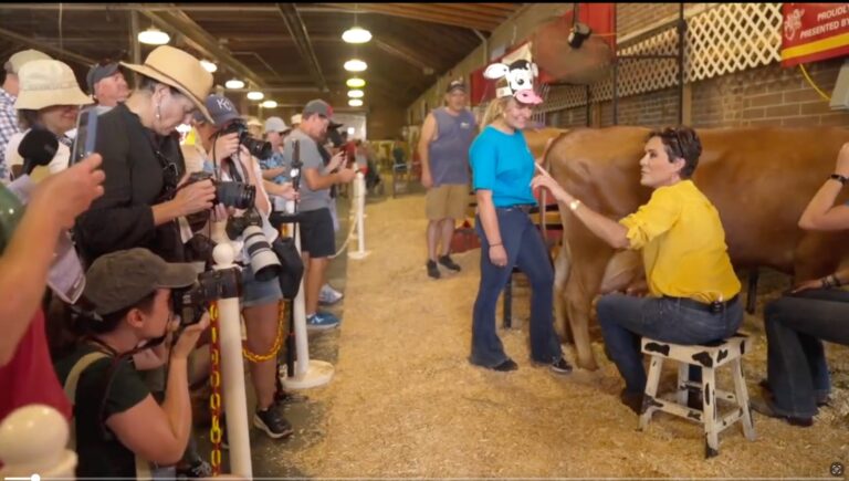 “Try and Milk a Bull and See How that Goes” – Kari Lake Dunks All Over New York Times Reporter in Iowa and Makes Remarks Mocking Gender Ideology While Milking a Cow (VIDEO)