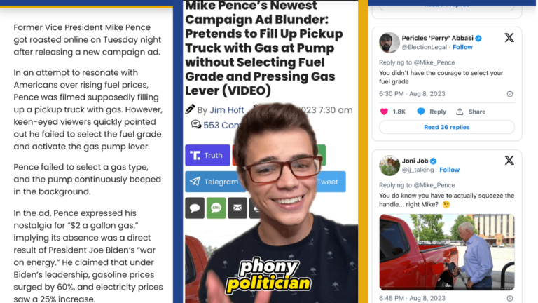 Victor Reacts: Phony Politician Mike Pence Pretends to Pump Gas in New Campaign Video – Gets Mocked on Social Media